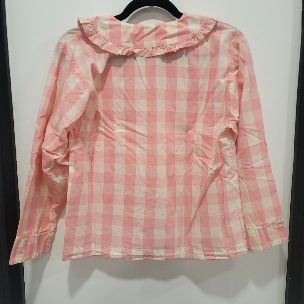 DÔEN Paz Pajama Set in Rosette Gingham Pink White Organic Cotton XS Cottagecore - Picture 8 of 17